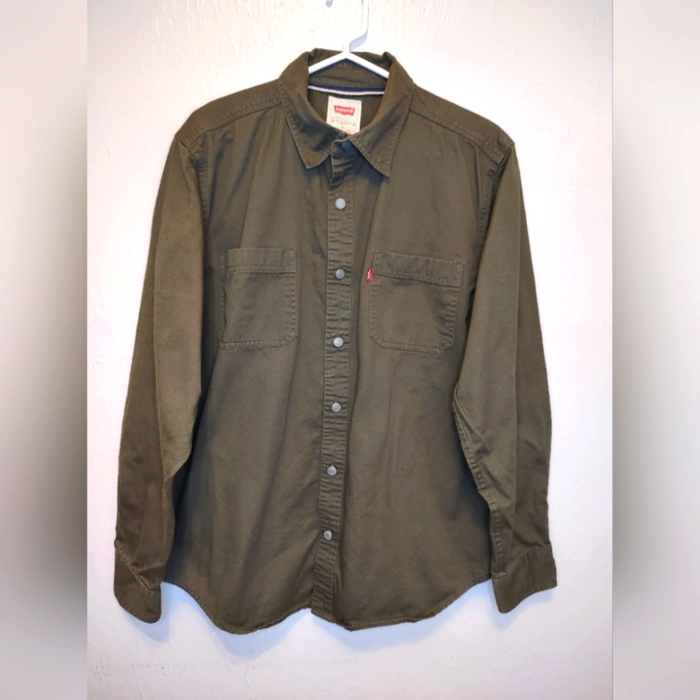 Men's Size Large Levi's Olive Green Heavy Workwear Utility Shirt